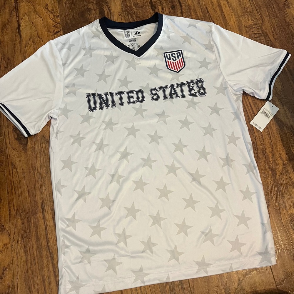 U.S. Soccer Federation USMNT Men's White Game Day Jersey Star Pattern New Large